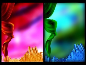 炫彩丝带psd背景素材